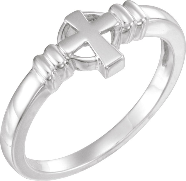 14K Gold Cross Chastity Ring - White Gold