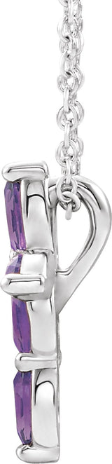 Platinum Marquise Lab-Grown Alexandrite Cross Necklace or Pendant - view 6