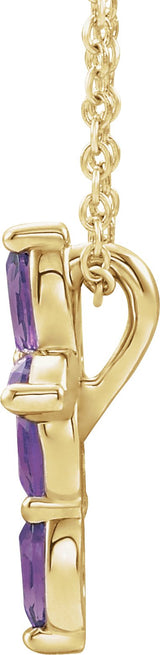 14K Gold Marquise Lab-Grown Alexandrite Cross Necklace or Pendant - Yellow Gold - view 6
