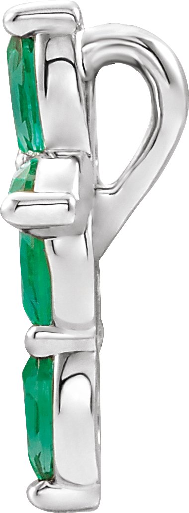 Platinum Marquise Lab-Grown Emerald Cross Necklace or Pendant - view 6