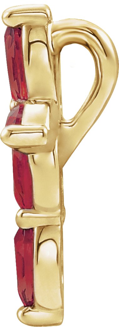 14K Gold Marquise Natural Ruby Cross Necklace or Pendant - Yellow Gold - view 6