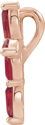 14K Gold Marquise Natural Ruby Cross Necklace or Pendant - Rose Gold - view 6