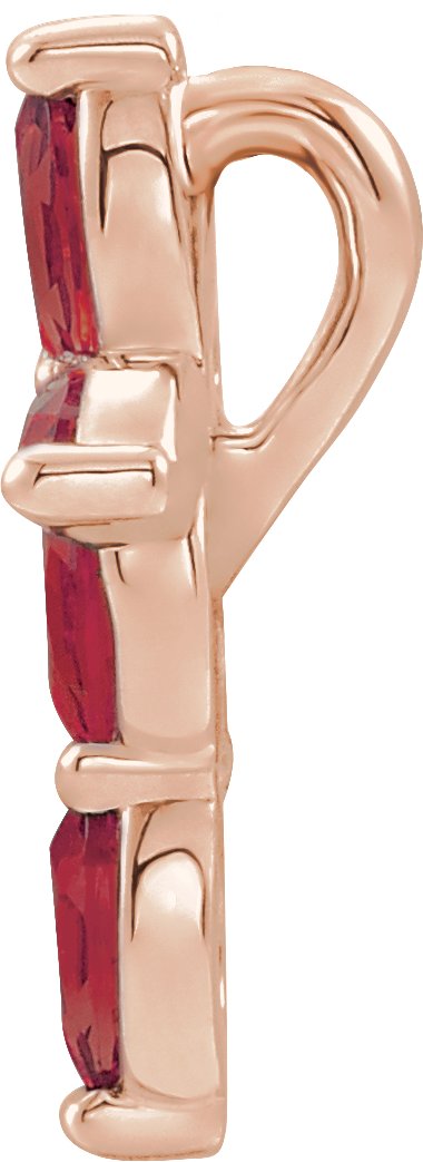 14K Gold Marquise Natural Ruby Cross Necklace or Pendant - Rose Gold - view 6