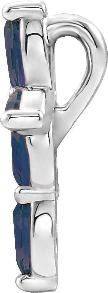 Platinum Marquise Natural Blue Sapphire Cross Necklace or Pendant - view 6