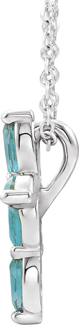 Platinum Marquise Natural Blue Zircon Cross Necklace or Pendant - view 6