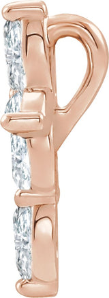 14K Gold Marquise Natural Diamond Cross Necklace or Pendant - Rose Gold - view 6