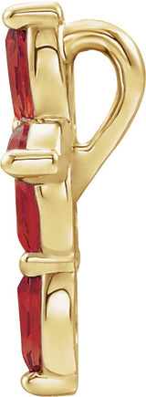14K Gold Marquise Natural Mozambique Garnet Cross Necklace or Pendant - Yellow Gold - view 6