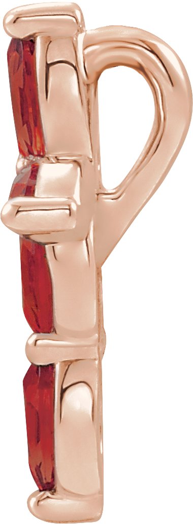14K Gold Marquise Natural Mozambique Garnet Cross Necklace or Pendant - Rose Gold - view 6