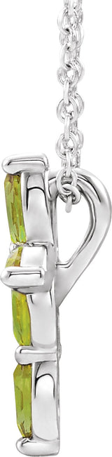14K Gold Marquise Natural Peridot Cross Necklace or Pendant - White Gold - view 6