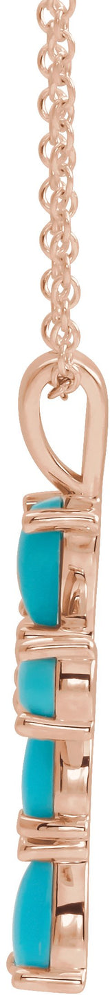14K Gold Pear Natural Turquoise Beaded Cross Necklace or Pendant - Rose Gold - view 4