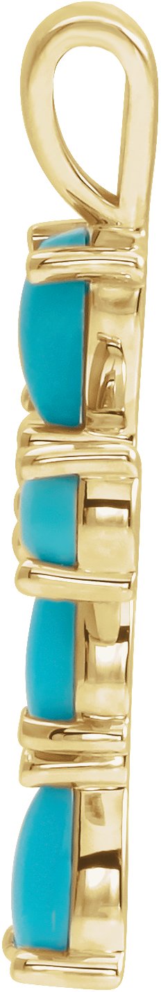 14K Gold Pear Natural Turquoise Beaded Cross Necklace or Pendant - Yellow Gold - view 4