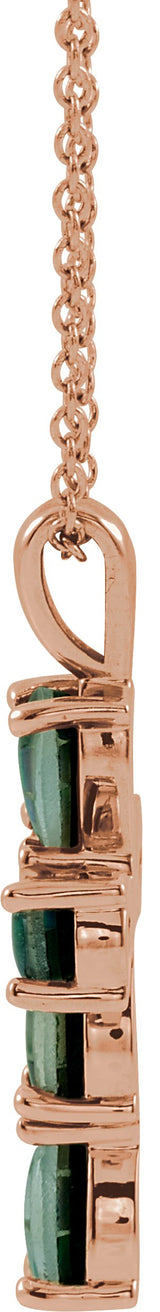 14K Gold Pear Lab-Grown Mosaic Opal Beaded Cross Necklace or Pendant - Rose Gold - view 4