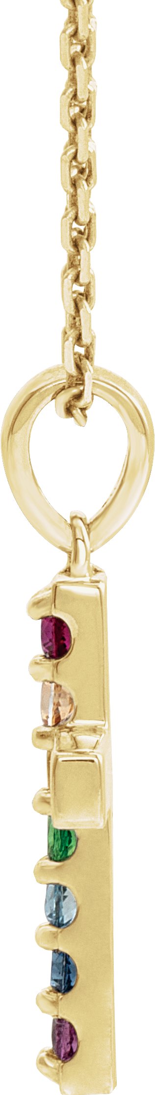 14K Gold Round Natural Multi-Gemstone Accented Cross Necklace or Pendant II - Yellow Gold - view 11