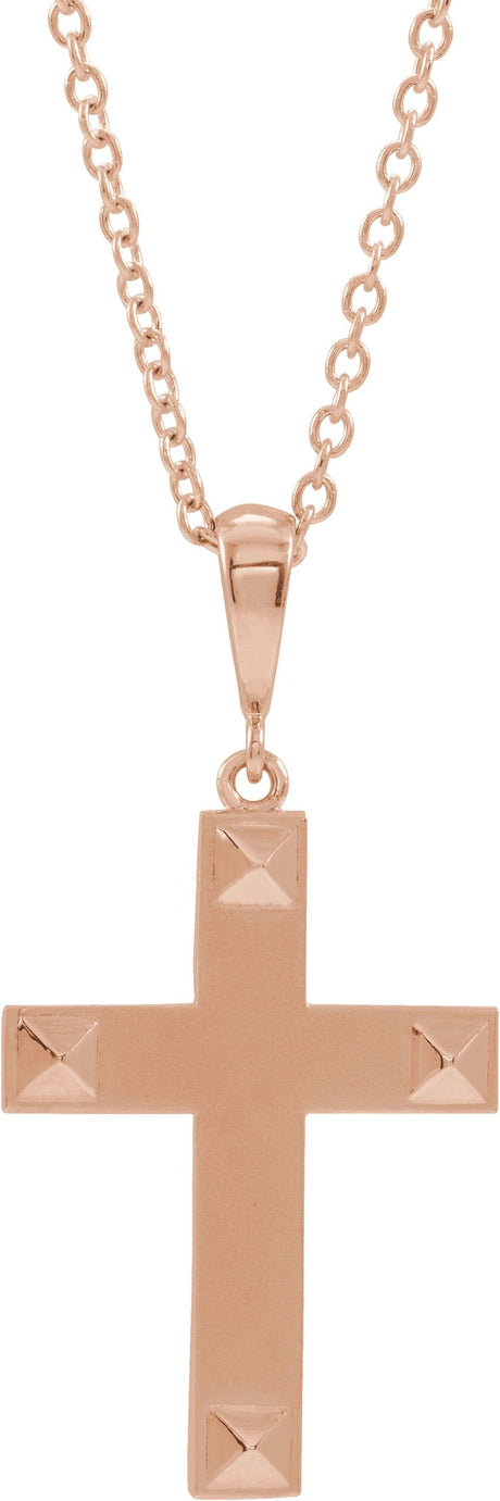 14K Gold Geometric Cross Necklace or Pendant - Rose Gold