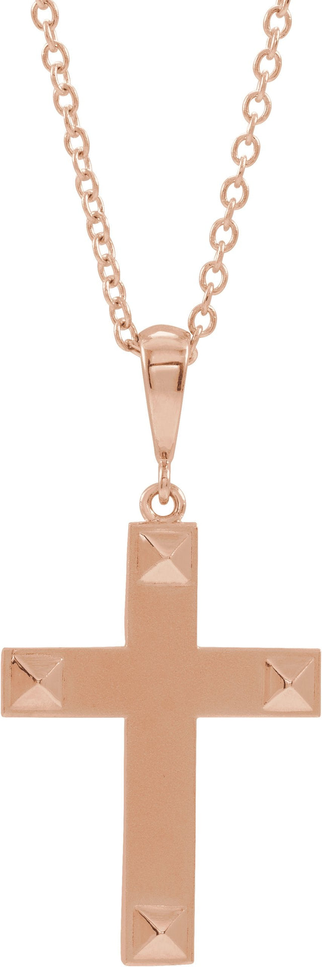 14K Gold Geometric Cross Necklace or Pendant - Rose Gold