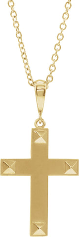 14K Gold Geometric Cross Necklace or Pendant - Yellow Gold