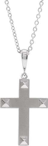 14K Gold Geometric Cross Necklace or Pendant - White Gold