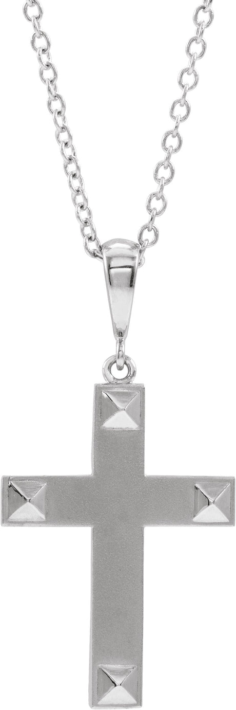 Platinum Geometric Cross Necklace or Pendant