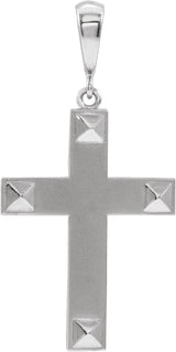 14K Gold Geometric Cross Necklace or Pendant - White Gold
