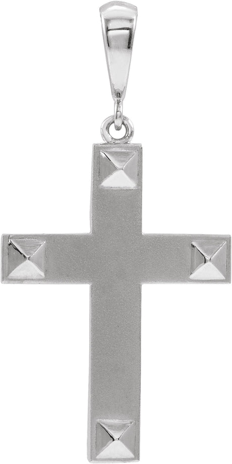 14K Gold Geometric Cross Necklace or Pendant - White Gold