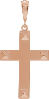 14K Gold Geometric Cross Necklace or Pendant - Rose Gold