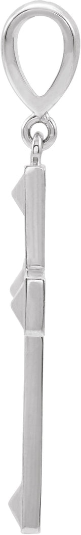 14K Gold Geometric Cross Necklace or Pendant - White Gold - view 2