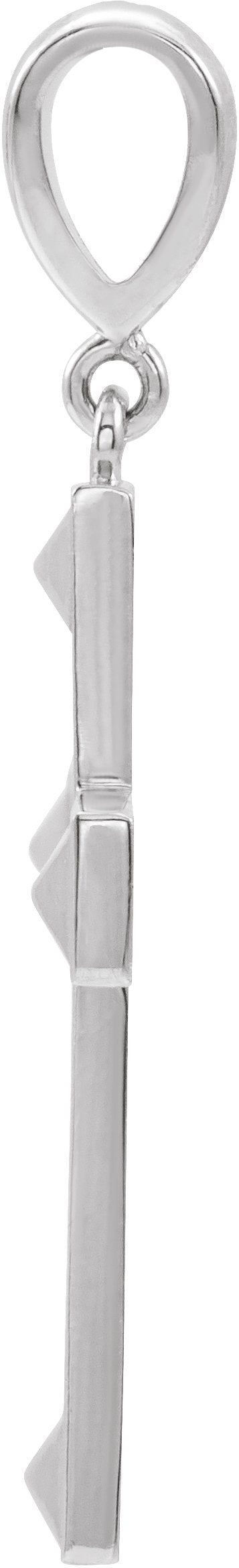 14K Gold Geometric Cross Necklace or Pendant - White Gold - view 2