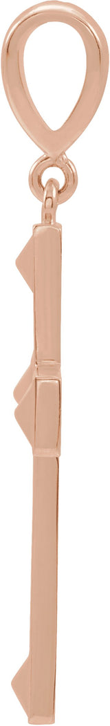 14K Gold Geometric Cross Necklace or Pendant - Rose Gold - view 2
