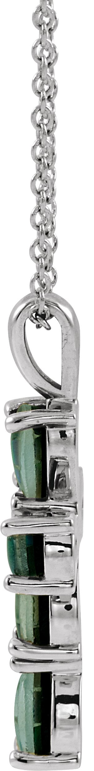 14K Gold Pear Lab-Grown Mosaic Opal Beaded Cross Necklace or Pendant - White Gold - view 4