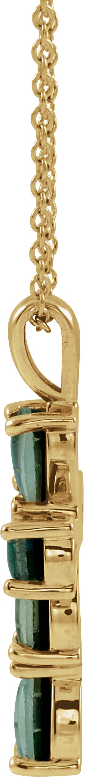 14K Gold Pear Lab-Grown Mosaic Opal Beaded Cross Necklace or Pendant - Yellow Gold - view 4
