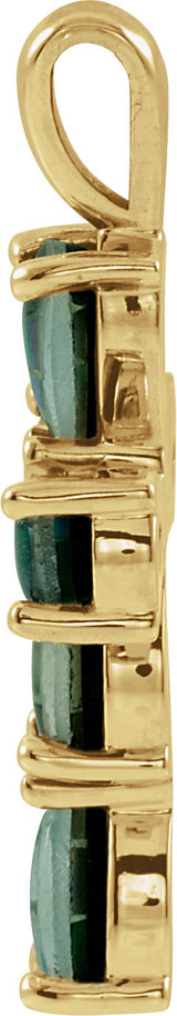 14K Gold Pear Lab-Grown Mosaic Opal Beaded Cross Necklace or Pendant - Yellow Gold - view 4