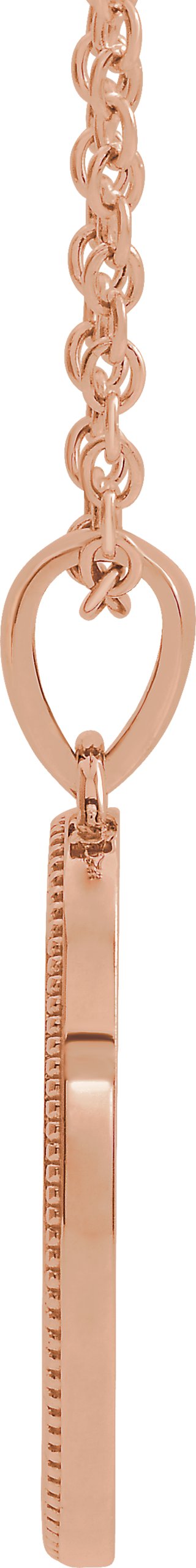 14K Gold Cross Medal Necklace or Pendant - Rose Gold - view 2