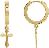 14K Gold Cross Hoop Earrings II - Yellow Gold
