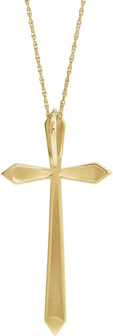 14K Gold Elongated Cross Necklace or Pendant - Yellow Gold - view 3