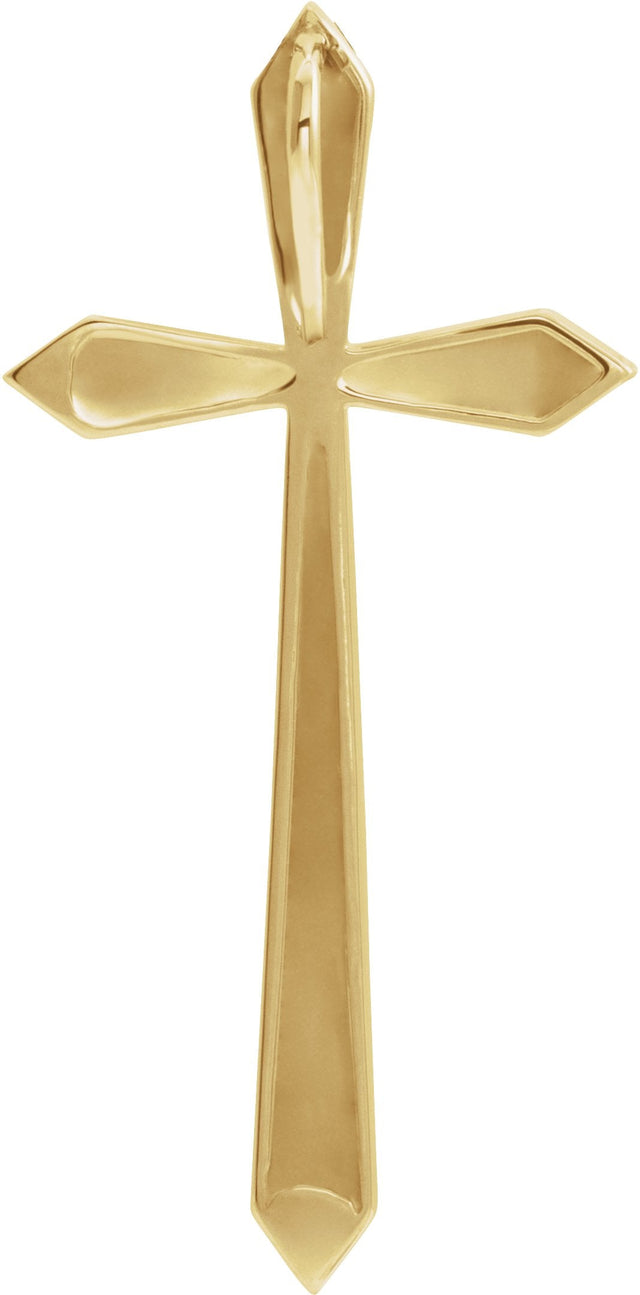 14K Gold Elongated Cross Necklace or Pendant - Yellow Gold - view 3