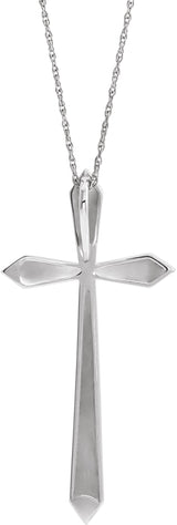 Platinum Elongated Cross Necklace or Pendant - view 3