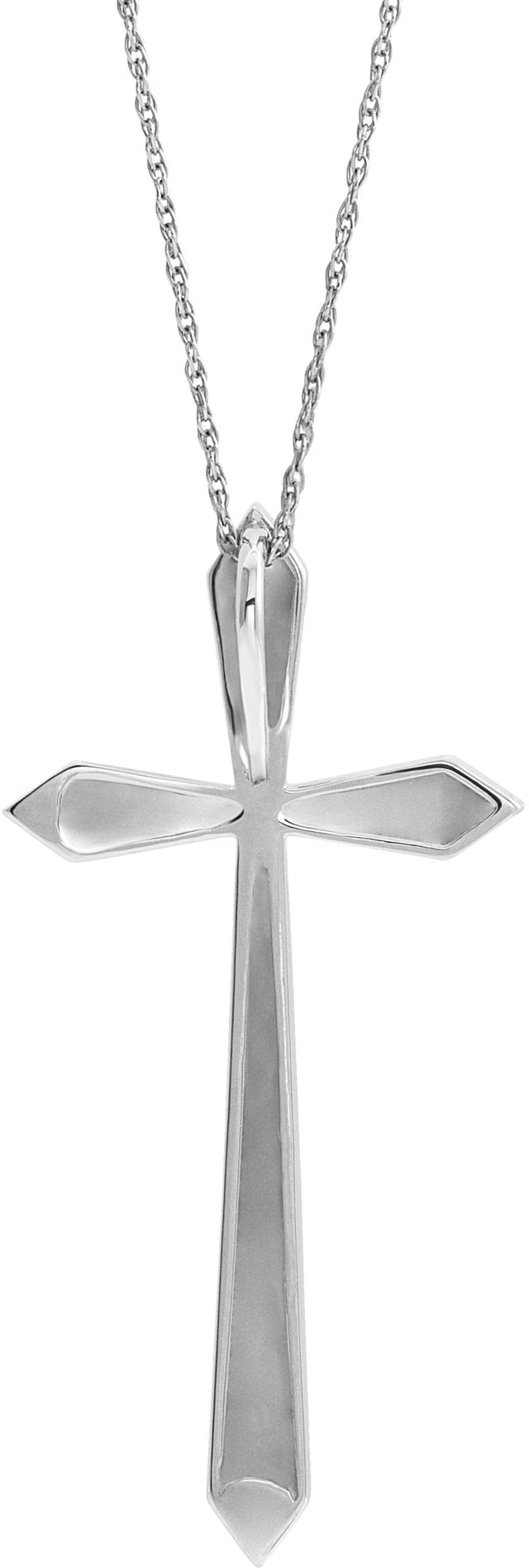 Platinum Elongated Cross Necklace or Pendant - view 3