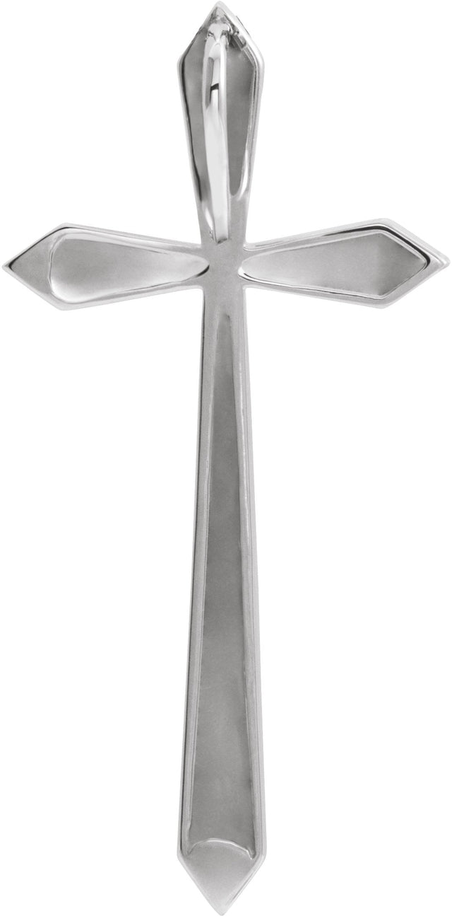 Platinum Elongated Cross Necklace or Pendant - view 3