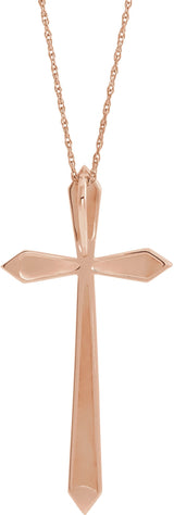 14K Gold Elongated Cross Necklace or Pendant - Rose Gold - view 3