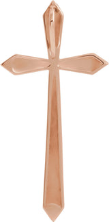 14K Gold Elongated Cross Necklace or Pendant - Rose Gold - view 3
