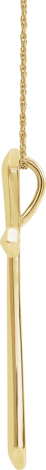 14K Gold Elongated Cross Necklace or Pendant - Yellow Gold - view 2