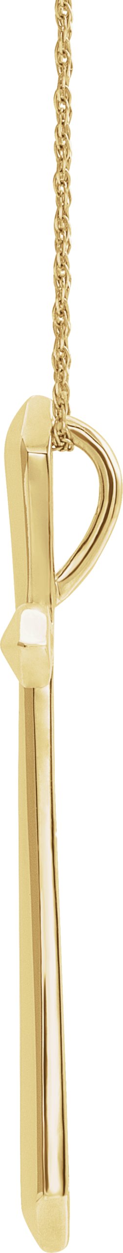 14K Gold Elongated Cross Necklace or Pendant - Yellow Gold - view 2