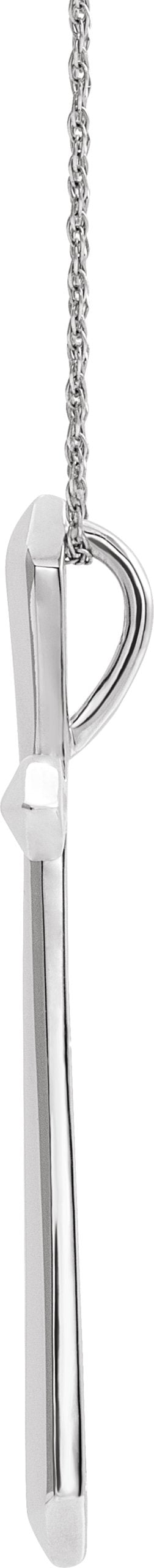 Platinum Elongated Cross Necklace or Pendant - view 2