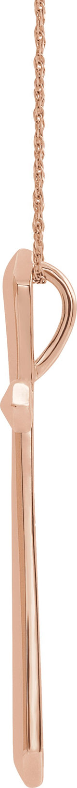 14K Gold Elongated Cross Necklace or Pendant - Rose Gold - view 2