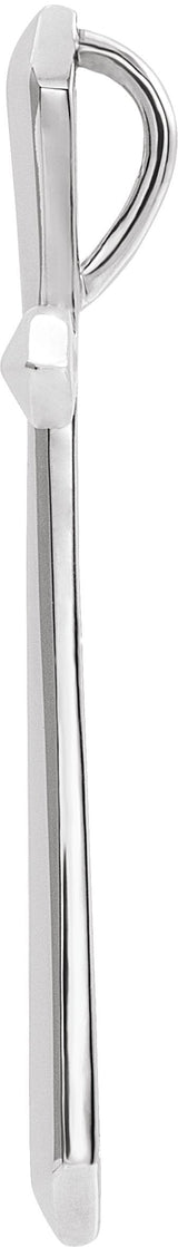 14K Gold Elongated Cross Necklace or Pendant - White Gold - view 2