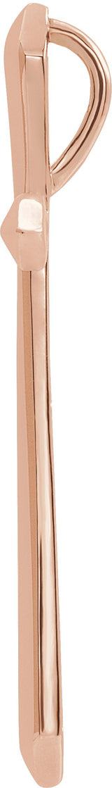14K Gold Elongated Cross Necklace or Pendant - Rose Gold - view 2