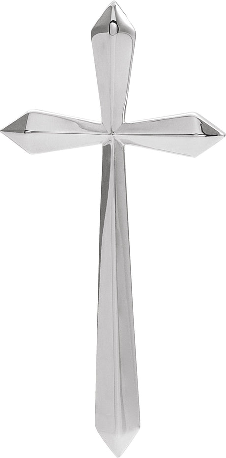 14K Gold Elongated Cross Necklace or Pendant - White Gold