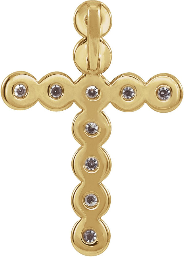 14K Gold Round Natural Diamond Bezel-Set Cross Necklace or Pendant – up to 1/4 CTW - Yellow Gold - view 9
