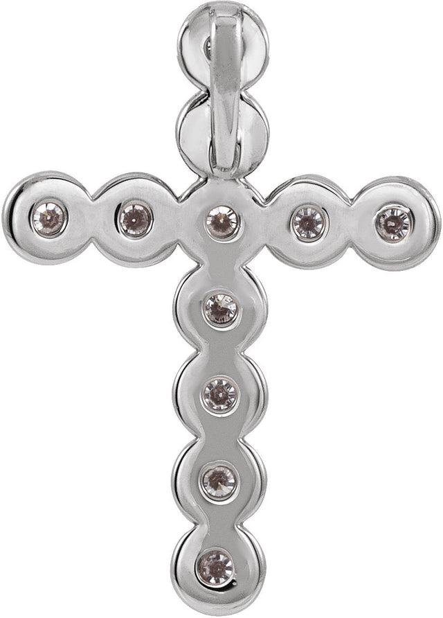 Platinum Round Natural Diamond Bezel-Set Cross Necklace or Pendant – up to 1/4 CTW - view 9