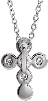 Platinum Round Natural Diamond Bezel-Set Cross Necklace or Pendant – up to 1/4 CTW - view 9